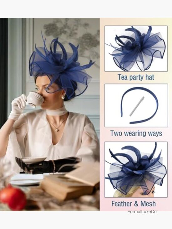 Feather Fascinator Headpiece Derby Tea Party Hat Wedding Cocktail Church